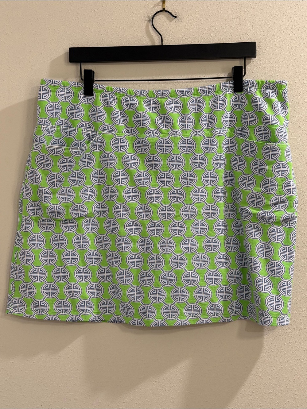 IBKUL Size XL Green Geometric Performance Skort Pickleball Golf Tennis Athletic